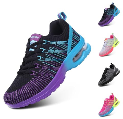 Hitmars Laufschuhe Damen Sportschuhe Luftpolster Atmungsaktiv Turnschuhe rutschfeste Leichtgewichts Straßenlaufschuhe Sneaker Joggingschuhe Walkingschuhe Fitness Schuhe Schwarz EU 42