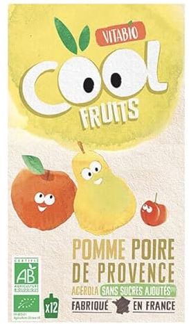 COOL FRUITS POMME POIRE - GOURDES DE FRUITS - 12X90G, VITABIO, UNITÉ