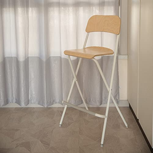 SOVOQUE Holzsitz Barhocker Klappbarer Barstuhl Mit Rückenlehne, Küchentresen Hoher Barhocker/Wood Color/62Cm