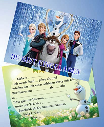 ich 12 Einladungskarten + 12 Umschläge für Geburtstag Partys und Kindergeburtstag Frozen die Eiskönigin Nr. 6