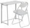 Harbour Housewares Deluxe Folding Wooden Desk & Chair Set - White/White Small Portable Home Office Foldable Desk and Chair Set Workstation for PC, Laptop Study