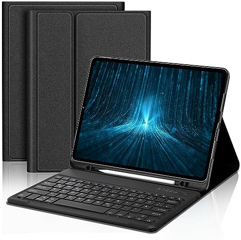 JADEMALL Tastatur iPad Pro 12.9 - Kabellose Slim Tastatur mit Ultraleichte Hülle für iPad Pro 12.9 6./5./4./3 Gen(2018/2020/2021/2022),Schutzhülle mit Pencil Halter, QWERTZ Deutsches
