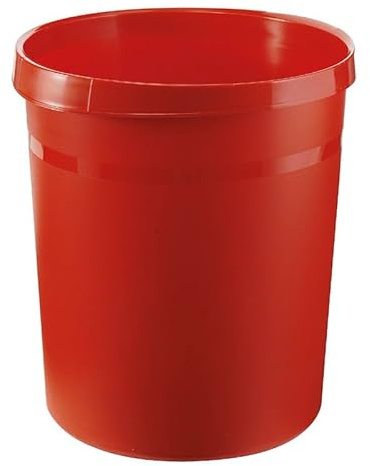 PROREGAL Klassischer runder Papierkorb aus Kunststoff | 18 Liter, HxØ 35x31,2cm | Rot