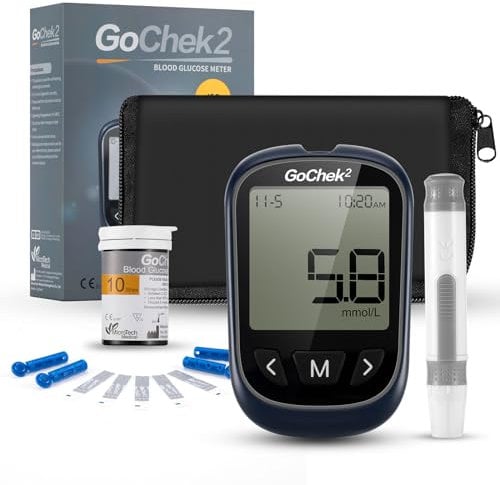 Blood Glucose Monitor Meter Diabetes Test Kit [2023 Upgrade] with Hypo and Ketone Warning, Meal Marker, 500 Memories, Blood Sugar Tester with 10 Test Strips and 10 Lancets - in mmol/L