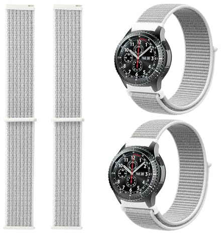 Fagent 2 Pcs Correas para Galaxy Watch 46 mm, 22mm Correa de Nylon Reloj Inteligente para Hombre y Mujer, Correa 235mm Reloj Blanco Smartwatch de Repuesto con Huawei Watch Gt 42 mm/46 mm
