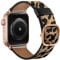 Pulsera para Apple Watch de 38 mm, 40 mm, 41 mm, 42 mm, 44 mm, 45 mm, 49 mm, correa de cuero de acero inoxidable para iWatch 9/8/7/6/5/4/3/2/1/SE Series hombres y mujeres (leopardo amarillo,