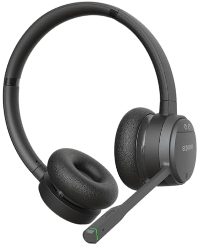 GEQUDIO GC-2 DECT Headset for FritzBox - Wireless Calling with Call Control on FritzFon - Dual Headset with Bluetooth for PC and Smartphone - HD Audio (2-Ear)