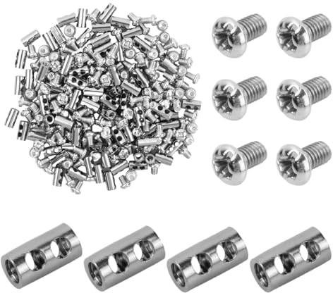 60 Stück Stahldrahtseil-Kabelklemmen, Duplex Klemme mit Schrauben M3/M4, Duplex Drahtseil Clips, Drahtseilklemmen 3mm Leitungsloch Crimpschlaufe für Zeltseile Wäscheseile Kabelhalter (B)