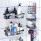 PKPD Rustproof Stainless Steel Shower Caddy 6 Pack, Bathroom Storage Accessory Shelf Organiser No Drilling Hanging, Soap Toothbrush Holder Hair Dryer Shelf Set, Kitchen Wall Mounted Corner Decor,Black