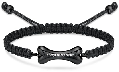 AIWENXI Hundeknochen-Urnen-Armband, Asche-Andenken, verstellbarer Feuerbestattungsschmuck, geflochtenes Seil, Urnen-Armband für Haustiere, Asche, Hundeurnen-Schmuck für Damen und Herren