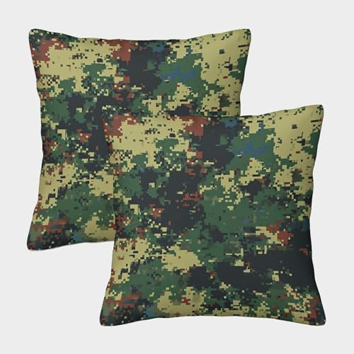 BCAKDBDOE Camouflage Kissenbezug 2er Set Kissenbezüge Wohnzimmer Kissenhülle Sofakissen Polyester Polster Textil Für Sofa Schlafzimmer Couch Outdoor Deko Kissen 45x45cm