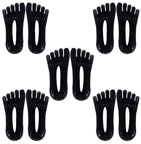 JTLB 5 Paar Ortho-Zehen-Kompressionssocken, No-Show-Socken, Zehensocken für Frauen, Fünf-Finger-Socken, Vollzehen-Yoga-Socken oder Damen (Schwarz)