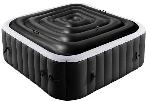 Tlswshsy Copertura gonfiabile per vasca idromassaggio da 1,6 m, coperchio a risparmio energetico per vasca idromassaggio quadrata, pieghevole, protezione contro la pioggia, con manico, per vasche