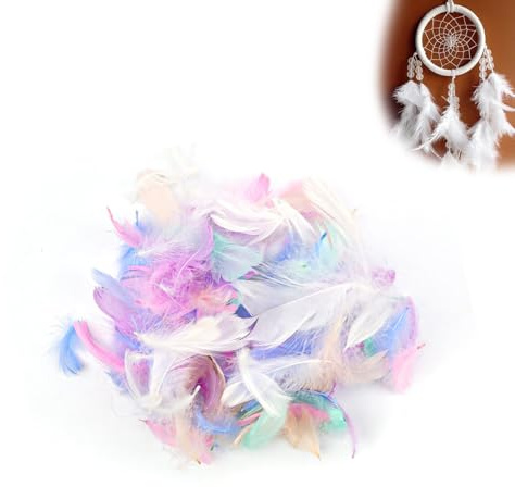 HUANR Bastelfedern, 400 Stück Federn Basteln, Farbe Vogelfedern | Haarschmuck Federn, Federn für Traumfänger, Federn für Dekorieren von Geburtstagsfeiern, Hochzeiten, Weihnachten, Halloween