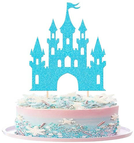 SYKYCTCY 1 Pack Castle Cake Topper Princess Cake Topper Glitter Celebrating Princess Happy Birthday Cake Pick Castle Theme Cake Decoration for Baby Shower Kids Girls Birthday Party Supplies
