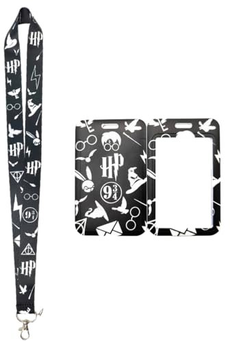 Harry Potte r ID-Ausweishalter mit Lanyard, Harry Ausweishülle Kartenhülle mit Schlüsselband (Schwarz)
