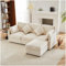 Sapgaks Canapé 3 Places,Design Moderne, canapé en Tissu Chenille, canapé d'angle en Forme de L avec Repose-Pieds, adapté aux Appartements,vidéo Disponible,Beige