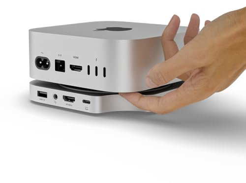 Minisopuru iExpandMate MINI4PRO Mac Mini M4 Dock with 4K@60 HDMI, 4TB M.2 NVMe SSD Enclosure, Mac Mini Hub & Stand for Mac Mini M4 and M4 Pro 2024 (TF/SD Solt, 3* USB-A 2.0, Audio) | Silver