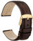 WOCCI 20mm Uhrenarmband für Herren und Damen, Echtes Leder - Top Genarbtes Leder, Schnellverschluss, Goldene Schnalle (Dunkelbraun)