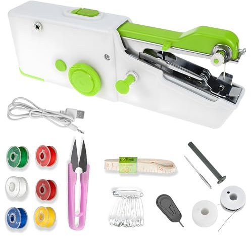 Handheld Sewing Machine, Mini Portable Electric Sewing Machine with USB Cable for Beginners Adult, for Beginners, Suitable for Clothing, Curtains, DIY Home Travel