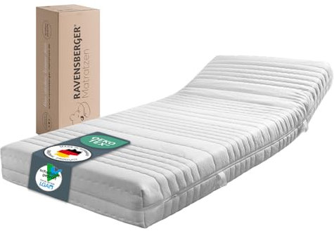 Ravensberger Matratzen HR-Kaltschaummatratze Komfort-SAN® 100x200 cm - Härtegrad H3, mittel fest - Höhe 18cm - 7-Zonen Matratze mit Baumwoll-Doppeltuch-Bezug - OEKO-TEX®-zertifiziert - Made in Germany