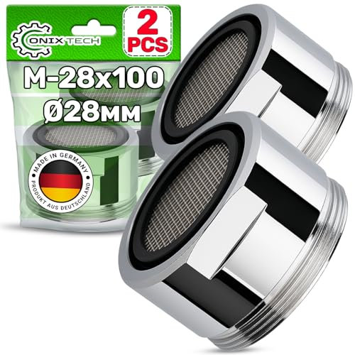 2 Pezzi Rompigetto Rubinetto per Bagno M-28x100 Progettato per Risparmiare Acqua - MADE IN GERMANY - Garanzia di 5 Anni - ONIX TECH