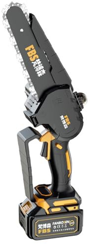 YKMYXZ， Brushless 8 Inch,Electric Saw Battery Chainsaw Chain Saws,Small Chainsaw Power Tools for Cutting Trees ，Electric Saw(Yellow 8 inch with Oil Can,Two Power and one Chain)