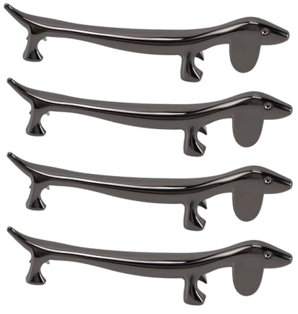 XUMIUZIY Chopsticks Holder, Stable Zinc Alloy Plating Dinner Spoon Stand Portable Smooth for Home (Black Sausage Dog)