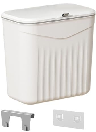 Zasdvn Food Scraps Bin For Kitchen, Compost Bin 9L, Kitchen Food Waste Caddy, Wall Mounted Kitchens Trash With Lid, Kitchens Compost Bins For Under Sink, Wall-Mounted Waste Bins