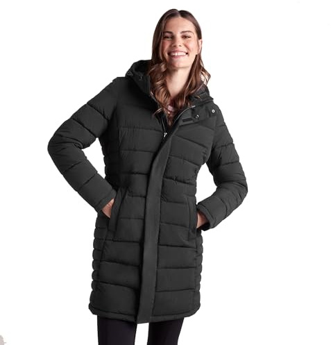 TOG24 Kirkham Womens Long Quilted Padded Coat 2-Way Zip Hood Wind Resistant | Jacket, DWR coating, Pockets, Winter, Longline, Adjustable Hood