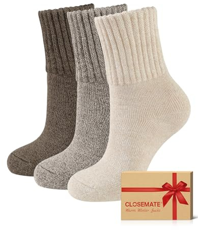 CLOSEMATE 3 Paia Calze Donna Invernali Spesse Termiche Morbide | Tessuto termico spesso in cotone spugna, caldo e morbido per l'inverno