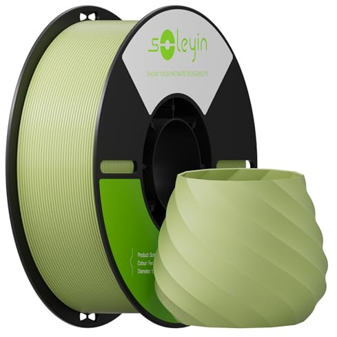 SOLEYIN PETG 3D-Drucker Filament 1,75 mm, kräftige leuchtende Farben, sauber gewickelt, robust, glänzende Oberfläche, 1 kg – Blattgrün