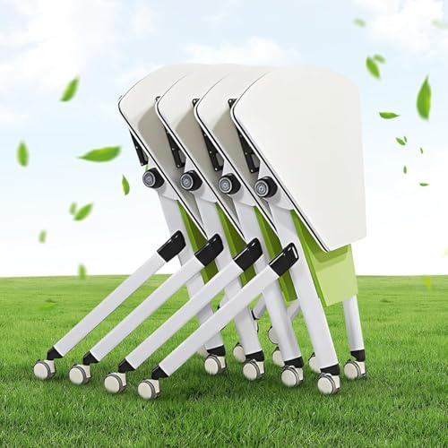 SAFWELAU Bürotisch Schreibtisch Klapptisch 80cm mit verriegelbaren Rollen - Moderner Konferenztisch für Büros, Besprechungsräume & Schulungen(4 Pack)