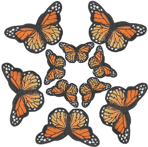 10pcs Embroidered Patch, Ymapinc Butterfly Iron On Patches for Clothing | Monarch Butterfly Decorations Accessories, Cute Sew On Applique Patch for Hats & T-Shirts, Bags & Jackets,