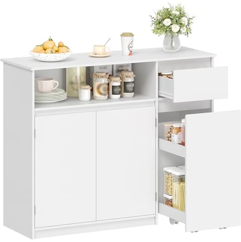 HEXCELEN Sideboard, Küchenschrank, Aufbewahrungsschrank mit Rollwagen