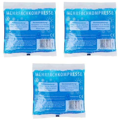JES Collection Gel-Mehrfachkompresse Set, 3 Stück, Warm- und Kaltanwendung, 13 x 14 cm, Blau, Therapeutische Kompresse, 740051