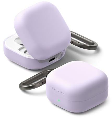 Ringke Silicone für Samsung Galaxy Buds 4 Pro / 4 Hülle, Weiche Beschichtung Flüssig Silikon Kratzfest Stoßfest SchutzHülle mit Karabiner - Light Purple