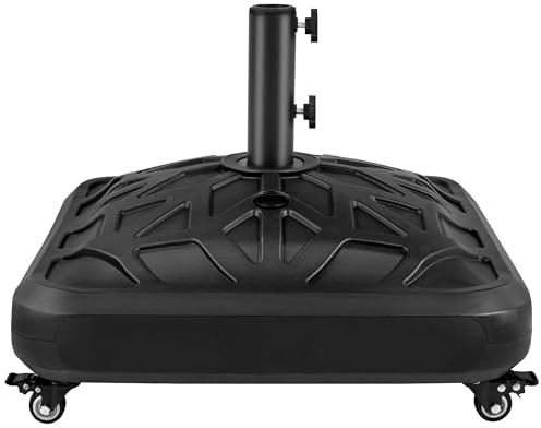 Yaheetech 56kg Capacity Fillable Rolling Patio Umbrella Base Stand Water/Sand-Filled Outdoor Base Stand All-weather Umbrella for 38mm/48mm Poles, Black-Checkered