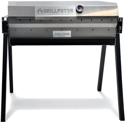 Mangal Altan 70 Schaschlikgrill, Edelstahl 3mm mit Ascheschublade | mit BBQ-Deckel und Thermometer
