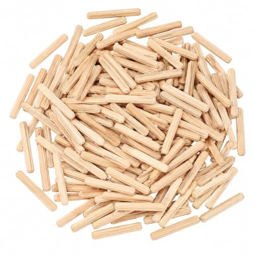 BIVYAX 200 Pezzi Tasselli Legno, Tasselli Aghi in Legno Scanalati per Mobili, da 5mm, Accessori Fai da Te per Lavorazione del Legno e Riparazione Giunti