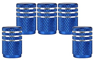 SENZEAL 5 x Silber um Motorrad Ventil Kappen Aluminium Reifen Kappen Blau