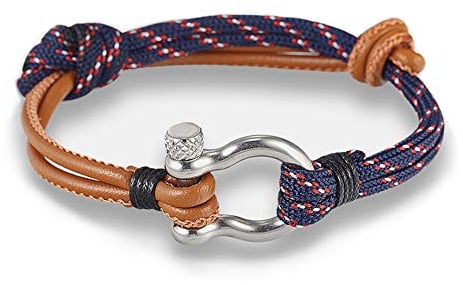 EXINOX Armband Frauen Man Nautisch Anker (Blau und Leder)
