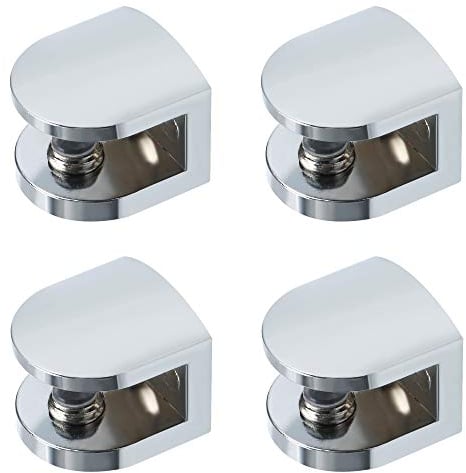 SAYAYO Support Étagère Verre Réglable de 7 à 9 mm, Support de Tablette en Verre Fixation Murale à Vis en Alliage de Zinc, Finition Chrome Poli 4 Pcs, EBL1012-4P