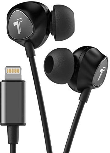 Thore iPhone Earphones (MFi Apple Certified) In Ear Wired Earbuds with Lightning Connector (Inline Volume and Mic) (Black)
