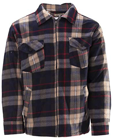 Hoang Thermojacke Herren Holzfällerjacke Hemdjacke Flanell Jacke Arbeitsjacke Kariert Gefüttert, Farbe:beige, Größe:L