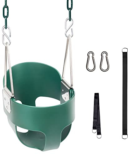 KINSPORY Toddler Swing, Full Bucket Baby Swing Seat & Iron Chains (Green)