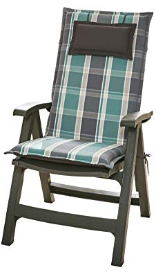 Homeoutfit24 Donau Gartenstuhlauflagen Hochlehner, 4er Set, Made in Europe, Gartenstühle Sitzauflagen, Gartenstuhlauflagen, Sitzkissen, Polsterauflagen UV-Beständig, Sitzkissen, Hochlehner Auflagen