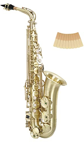 Classic Cantabile Winds AS-450 Brushed Eb Altsaxophon - Es-Stimmung - Hoch-Fis-Klappe - Spar-Set inkl. 10 Stück Saxophon-Blätter