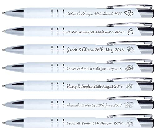 penne bianche incise per matrimonio, bomboniera per ospiti, comunioni, battesimi, compleanni, anniversari. - DecorsConcept -