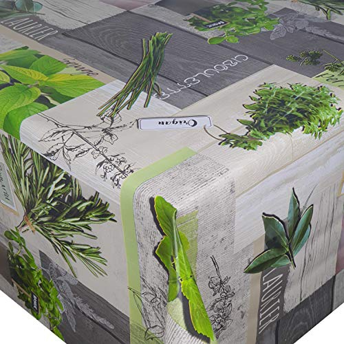 Wachstuch Wachstischdecke Tischdecke Kräuter Rosmarin Minze Breite & Länge wählbar 130 x 150 cm Eckig abwaschbar